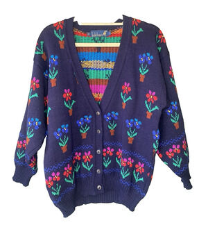 Tulchan Cardigan Womens Medium VINTAGE Pure Wool Grandma Core Retro Twee Sweater